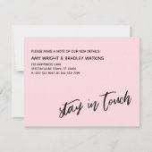 シンプルパステルピンクニューイヤーニューホームアナウンスメント ノートカード (裏面)