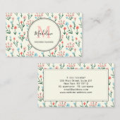 シンプルパステルピンクブルーフラワーズパターンビジネスC 名刺 (正面/裏面)