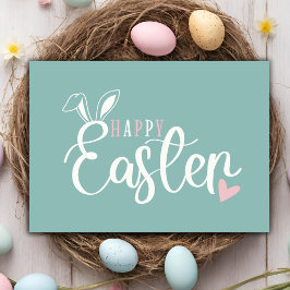 シンプルパステルピンク&グリーンハッピーイースター シーズンカード
