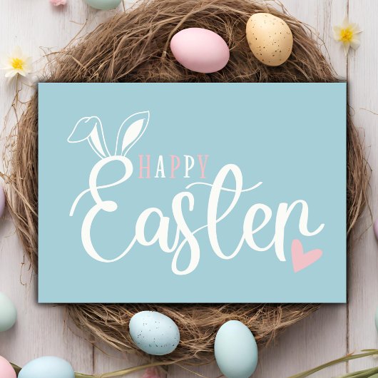 シンプルパステルピンク&ブルーキュートハッピーイースター シーズンカード