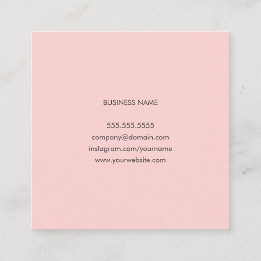 シンプルパステルフェイク金ゴールドハート美しい スクエア名刺 (裏面)