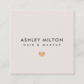 シンプルパステルフェイク金ゴールドハート美しい スクエア名刺 (正面)