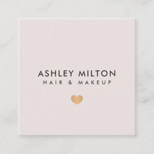 シンプルパステルフェイク金ゴールドハート美しい スクエア名刺 (正面)