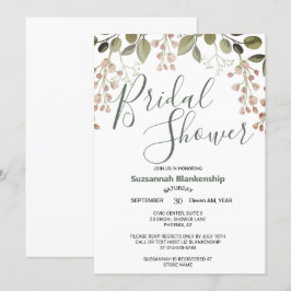 シンプルパステルフローラトップ縁どブライダルシャワー 招待状