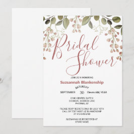 シンプルパステルフローラトップ縁どブライダルシャワー 招待状