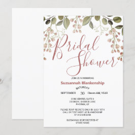 シンプルパステルフローラトップ縁どブライダルシャワー 招待状