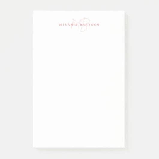 シンプルパステルブルーミニマリストツモノグラム名 ポストイット (正面)