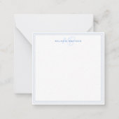 シンプルパステルブルーミニマリストモノグラム縁ど二 ノートカード (正面)