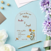 シンプルパステルミニマルポピー水結婚色 アクリル招待状 (インサイチュ (ウェディング))