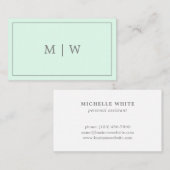 シンプルパステルミントグリーンツーイニシャルモノグラムロゴ 名刺 (正面/裏面)