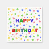 シンプルパステルモダンスターカラフル誕生日パーティー スタンダードカクテルナプキン (正面)
