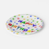 シンプルパステルモダンスターカラフル誕生日パーティー ペーパープレート (アングル)