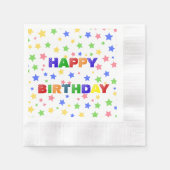 シンプルパステルモダンスターカラフル誕生日パーティー 縁ありカクテルナプキン (正面)