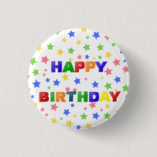 シンプルパステルモダンスターカラフル誕生日パーティー 缶バッジ