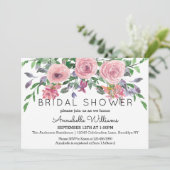 シンプルパステルモダンピンクフローラブライダルシャワー 招待状 (スタンド正面)