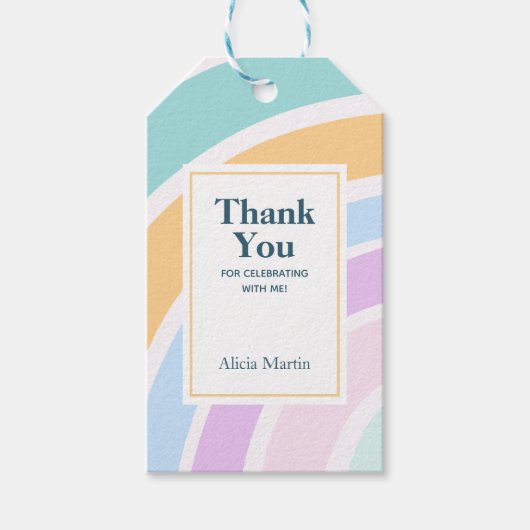 シンプルパステルモダンレインボーサンキューホテル ギフトタグ (正面)