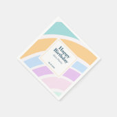 シンプルパステルモダンレインボーハッピーバースデー スタンダードカクテルナプキン (角)