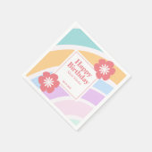 シンプルパステルモダンレインボーフラワー誕生日 スタンダードカクテルナプキン (角)