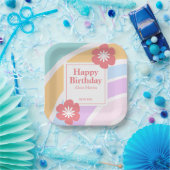 シンプルパステルモダンレインボーフラワー誕生日 ペーパープレート (パーティー)