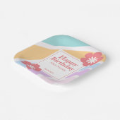 シンプルパステルモダンレインボーフラワー誕生日 ペーパープレート (傾斜あり)