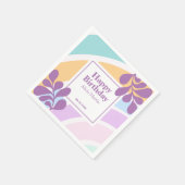 シンプルパステルモダンレインボーリーフ誕生日 スタンダードカクテルナプキン (角)