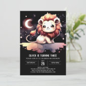 シンプルパステルライオン誕生日 招待状 (スタンド正面)