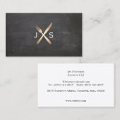 シンプルパソナルモノグラムのシェフケータリングブラック 名刺 (正面/裏面)