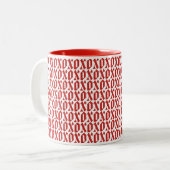 シンプルパターモダンンXOXOバレンタインデーの愛 ツートーンマグカップ (正面左)