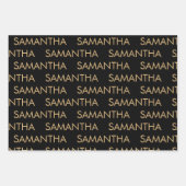 シンプルパターン名金ゴールド白黒 ラッピングペーパーシート (正面2)