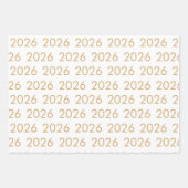 シンプルパターン2026 Any Year金ゴールドホワイトブラック ラッピングペーパーシート (正面)