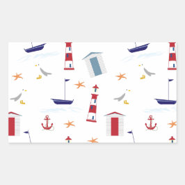 シンプルパタ航海のーン 長方形シール