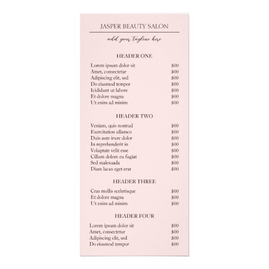 シンプルパッエレガントクミニマル価格リストモダン ラックカード (正面)