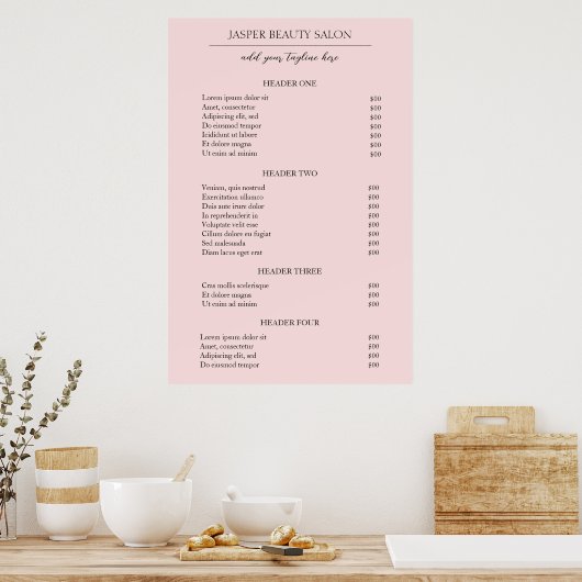 シンプルパッエレガントクモダンの価格表 ポスター (キッチン)