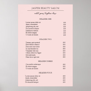 シンプルパッエレガントクモダンの価格表 ポスター