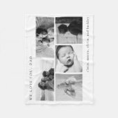 シンプルパパ用白黒数々の写真格子 フリースブランケット (正面)