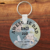 シンプルパパ素晴らし生年写真父の日 キーホルダー (正面)
