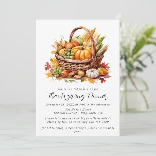 シンプルパンプキンサンクスギビングディナー招待状 招待状 (スタンド正面)