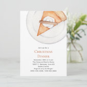 シンプルパンプキンパイクリスマスホリデーディナーパーティー 招待状 (スタンド正面)