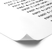 シンプルパーソナライズされたイニシャル結婚の座席表 ポスター (角)