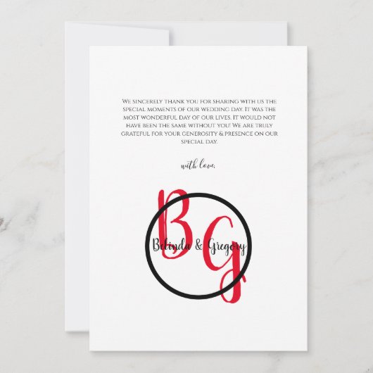 シンプルパーソナライズされたイニシャル結婚ズ サンキューカード (正面)