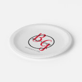 シンプルパーソナライズされたイニシャル結婚ズ ペーパープレート (アングル)