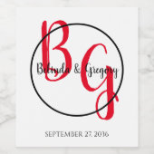 シンプルパーソナライズされたイニシャル結婚ズ ワインラベル (シングルラベル)