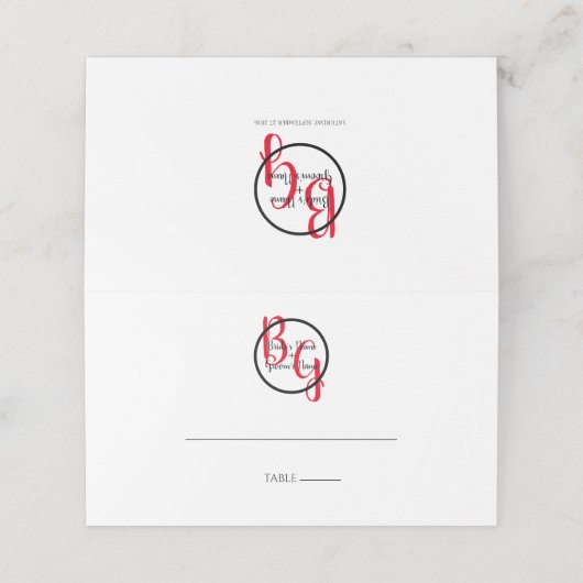 シンプルパーソナライズされたイニシャル結婚座席表 プレイスカード (外部開封)