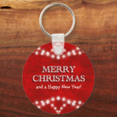 シンプルパーソナライズされたエレガントクリスマス灯 キーホルダー (正面)