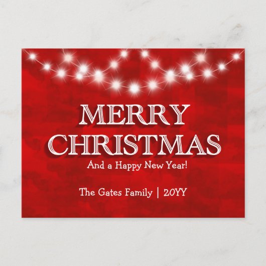 シンプルパーソナライズされたエレガントクリスマス灯 シーズンポストカード (正面)