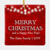 シンプルパーソナライズされたエレガントクリスマス灯 セラミックオーナメント (正面)