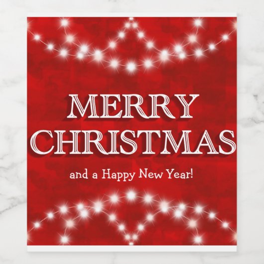 シンプルパーソナライズされたエレガントクリスマス灯 ワインラベル (シングルラベル)