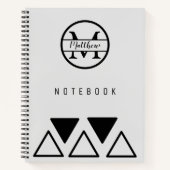 シンプルパーソナライズされたエレガントモノグラム銀白色 ノートブック (正面)