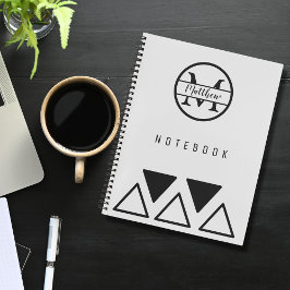 シンプルパーソナライズされたエレガントモノグラム銀白色 ノートブック