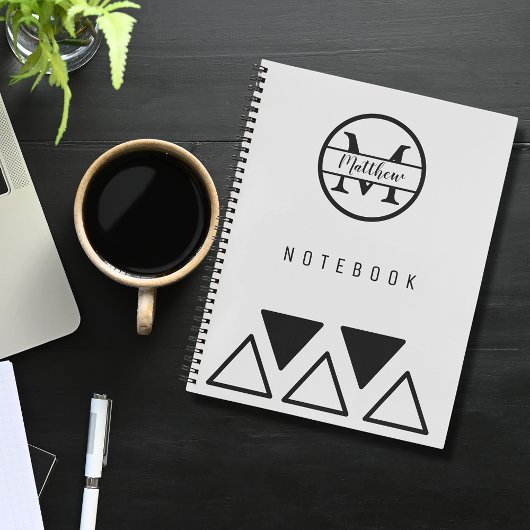 シンプルパーソナライズされたエレガントモノグラム銀白色 ノートブック